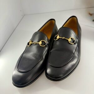 Gucci Black Leather Horsebit Loafers